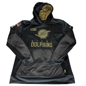 Miami Dolphins NFL Salute to Service Onfield Apparel Black Gold Hoodie XL